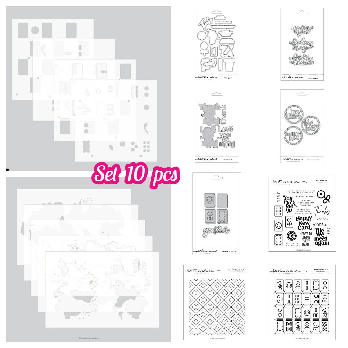 Mei 2026 Nieuw avontuur wacht op u: Fresh Kicks Mahjong Tiles Splash Stencil Pack Metal Cutting Dies Stamp voor DIY handgemaakte scrapbook - afbeelding 1