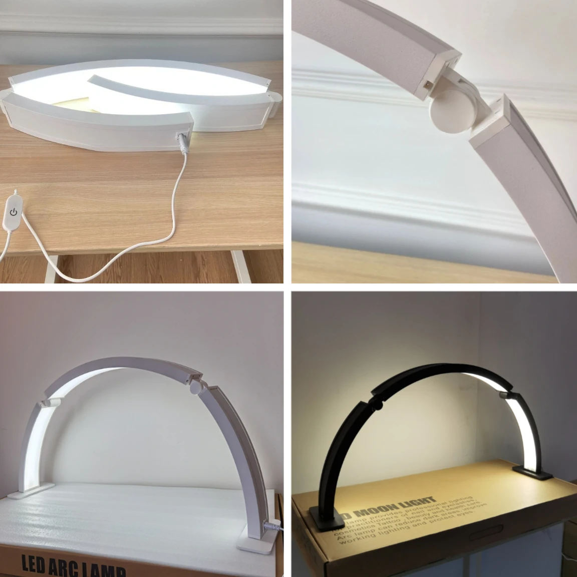 Foldable Half Moon Nail Lamp Arc Manicure Reading Table Lamp Multifunctional Desk Fill Light Beauty Salon Dimmable Led Nail Lamp
