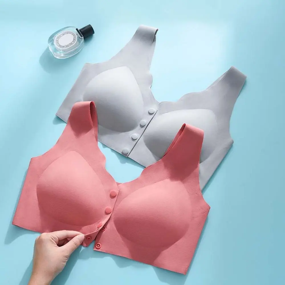 

Ruffled Front Buckle Bra Breathable Plus Size Pregnant Mother Underwear Beauty Back Air Cooling Middle Aged and Elderly Bra