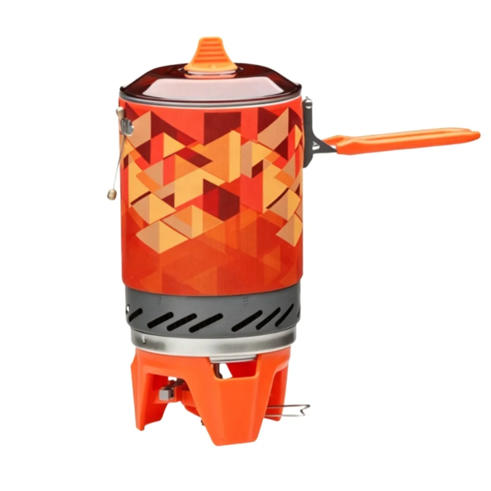 Outdoor Cooking Stove System with Stainless Steel Copper Aluminum Silicone Materials Orange Color 25.4x26.5cm Compact Design