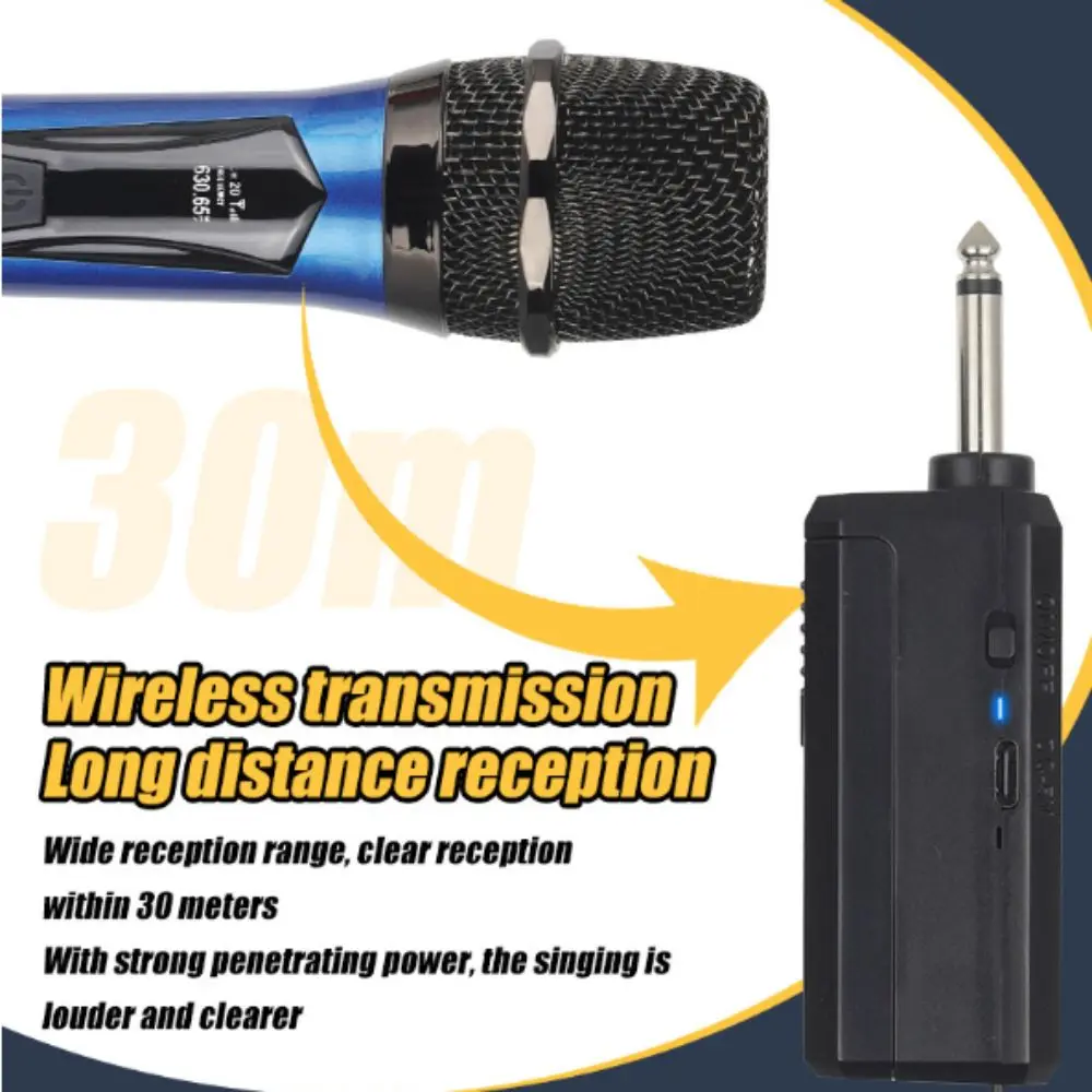

Rechargeable Wireless Microphone Anti Howling LED Display Wireless Microphone System Plug And Play Power Switch