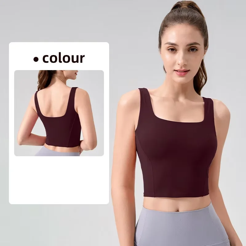 Sport-BH für Damen, Yoga-Top, festes Brustpolster, Fitnessstudio-Weste, stoßfeste Workout-Tops, Yoga-Kleidung, U-förmiger Rücken, Fitness-Crop-Top