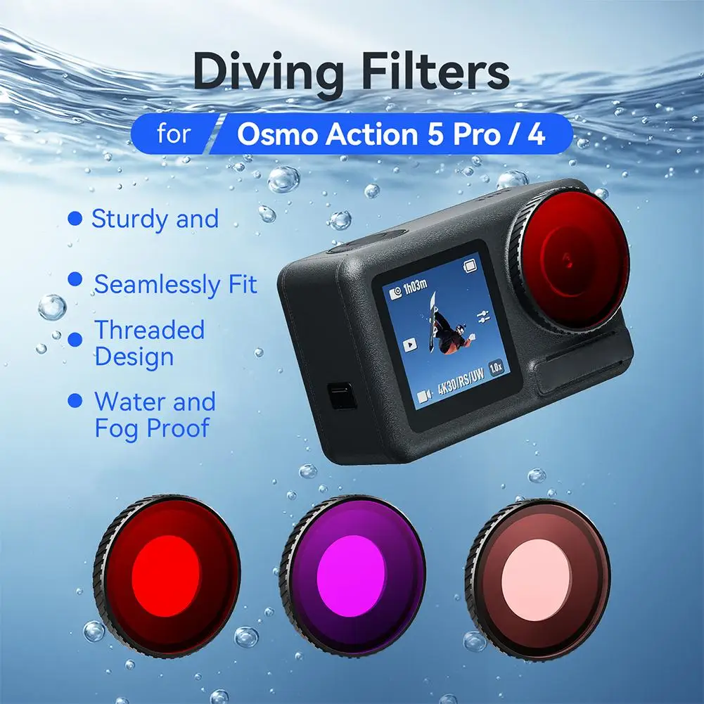 Per Djl Osmo Action 5 Pro/4 Filtro impermeabile Dji Specchio protettivo Fotocamera sportiva Accessori per fotocamere sportive professionali