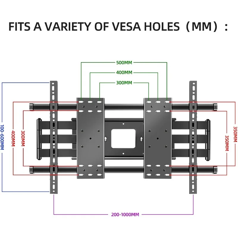 98 100 تلفزيون جدار جبل 86 90 105 110 120 بوصة كامل الحركة قوس شاشة كبيرة الثقيلة Led قابل للتعديل توضيح حامل ماكس