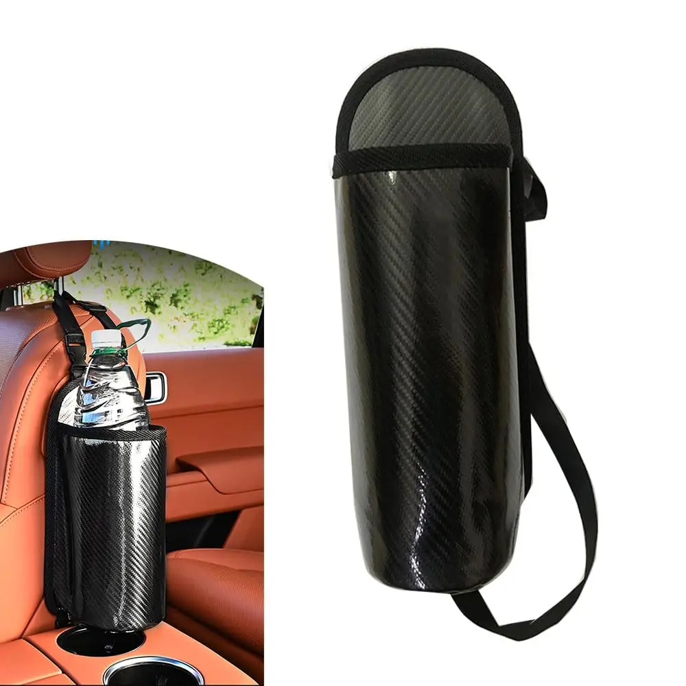 

Large Car Cup Holder Expander, Seat Side Storage Hanging Bag Cabon Fiber Mertial Large Water Bottles Big Drinks Holder Bag
