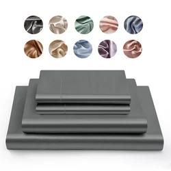 100% Mulberry Silk Bed Sheet Sets Luxuriously Smooth Bedding Set Silky Fitted Sheet Flat Sheets Pillowcase Washable High End