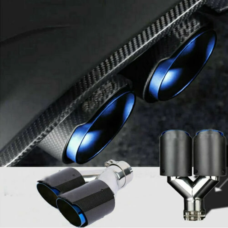 

Carbon Fiber Universal Car Y Shape Double Exit exhaust system Tip Pipe Nozzle for muffler automotive exhaust diffuser