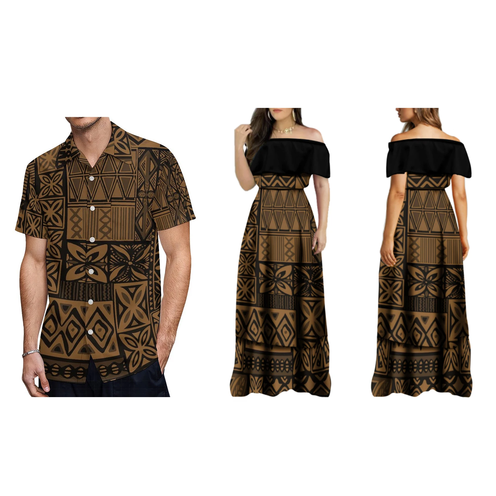 Robe de Soirée Longue et Élégante à Volants pour Femme, Tenue Personnalisée, Style Samoan, Imprimé Tribal, Maxi, Nouvelle Collection 2024