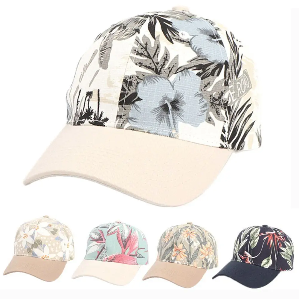 

Spring Summer Sunscreen Hat New Adjustable Female Sun Visors Flower Print Outdoor Baseball Cap