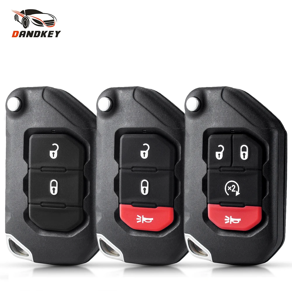 

Dandkey 2/3/4 Buttons Flip Remote Car Key Fob Shell For Jeep Wrangler Rubicon Sahara JK JL 2018 SIP22 Blade