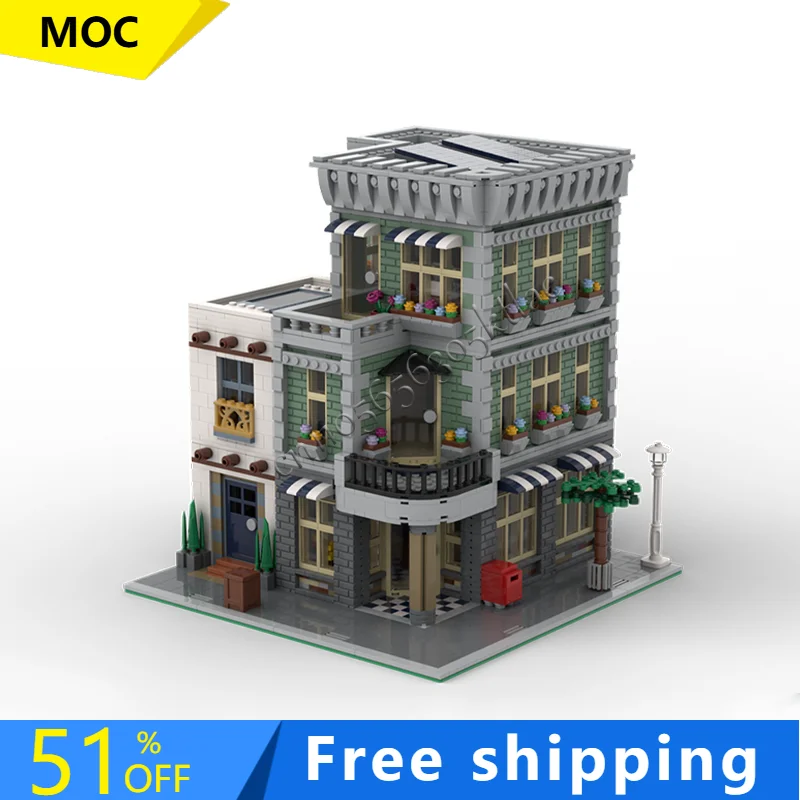 

Модульные уличные строительные блоки серии MOC 2823 шт., магазин игрушек, строительные блоки, детский образовательный набор игрушек «сделай сам», подарок на день рождения