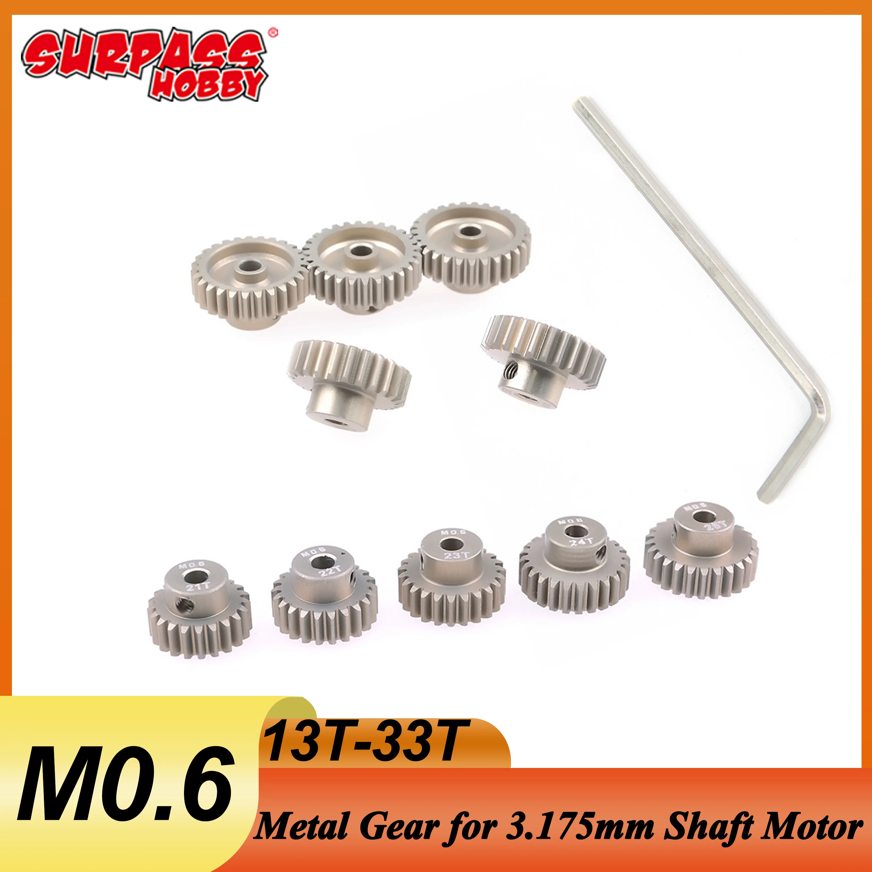 

M0.6 13T 14T 15T 16T 17T 18T 19T 20T 21T 22T 23T 24T 25T 26T 27T 28T 29T 30T 31T 32T 33T Metal Pinion Motor Gear for 1/10 RC Car