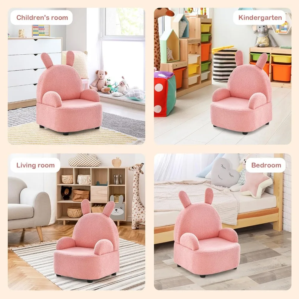 Kids Sofa, Toddler Armchair Chair with Solid Sturdy Wood Construction Plush Fabric, Upholstered Children Armrest Couch