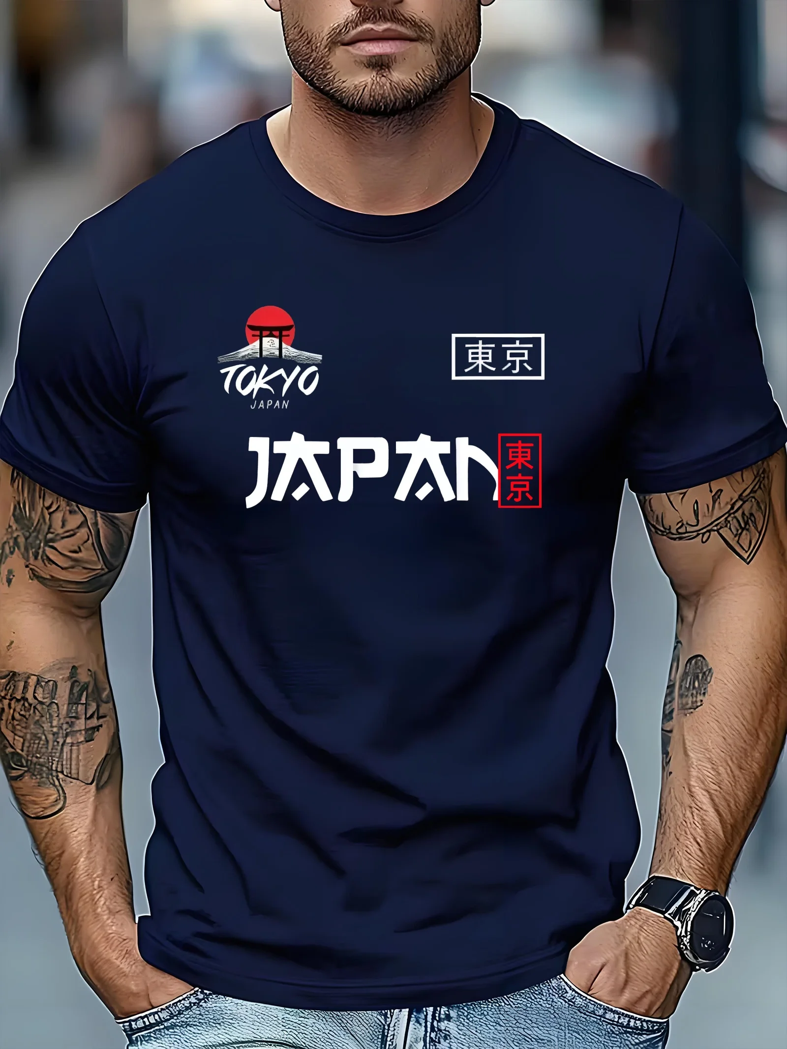 Summer Men's Outdoor Leisure Sports T-shirt with Multi-color Pattern Printing High-Quality Daily Life Round-neck Short Sleeve