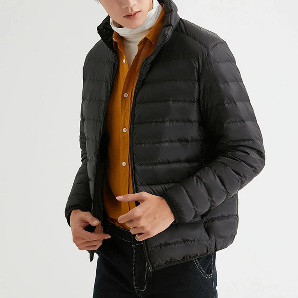 معطف رجالي بياقة واقفة خفيف الوزن من القطن مقاس كبير، ملابس خارجية مناسبة للأنشطة اليومية والخارجية غير الرسمية