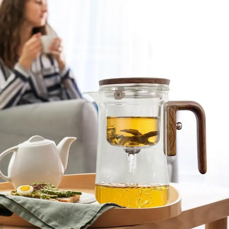 Glass Tea Pot Kettle Infuser 500ML/700ML Teapot Water Separation Inner Magnet One Click Magnetic Switches Anti-Spill Tea Pot