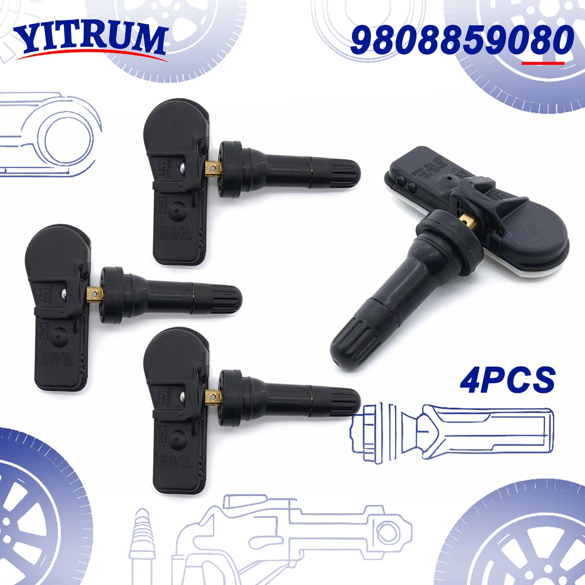 

9808859080 TPMS Pressure Sensor For Citroen DS4 Dispatch Jumpy Combi Fiat Scudo Peugeot 5008 Toyota Proace 9811764480 433MHz