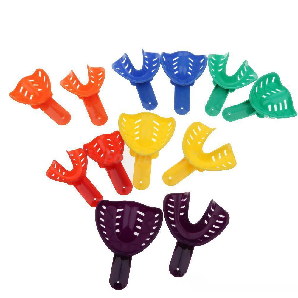 12Pcs/Set Disposable Plastic Dental Impression Trays Adult And Children Removable Teeth Holder Dentist Materials Teeth Holder Or