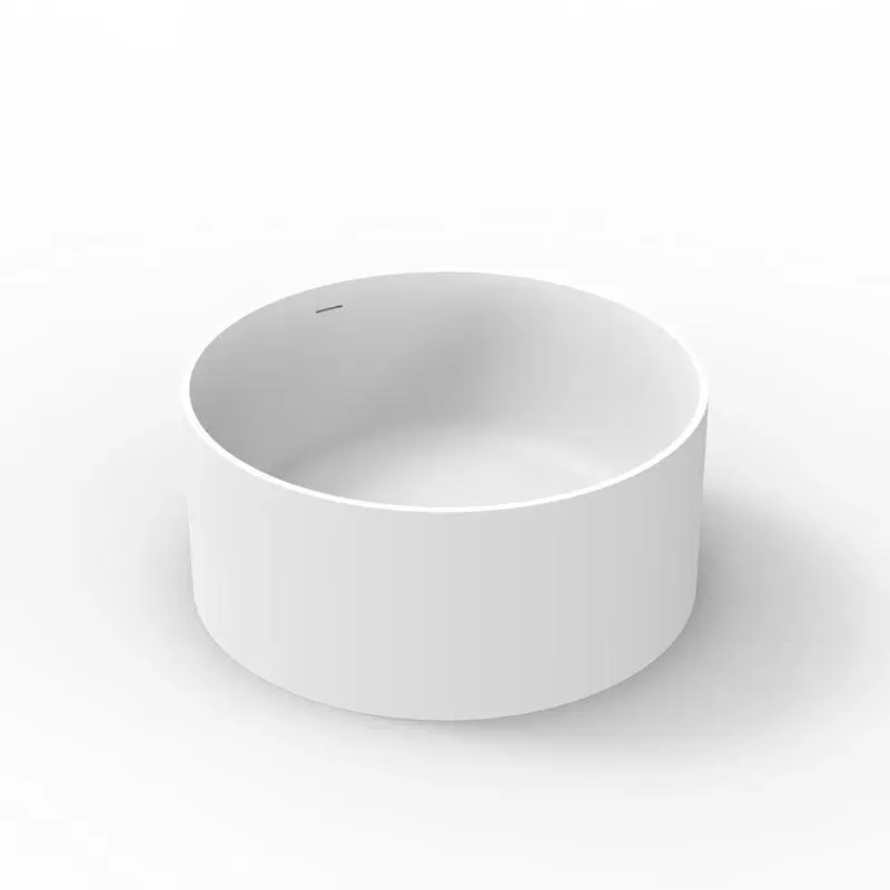 Elegant Modern Artificial Stone Bathtub Free Standing Cylindrical Tub Textured Surface Luxury Bathroom Fixture