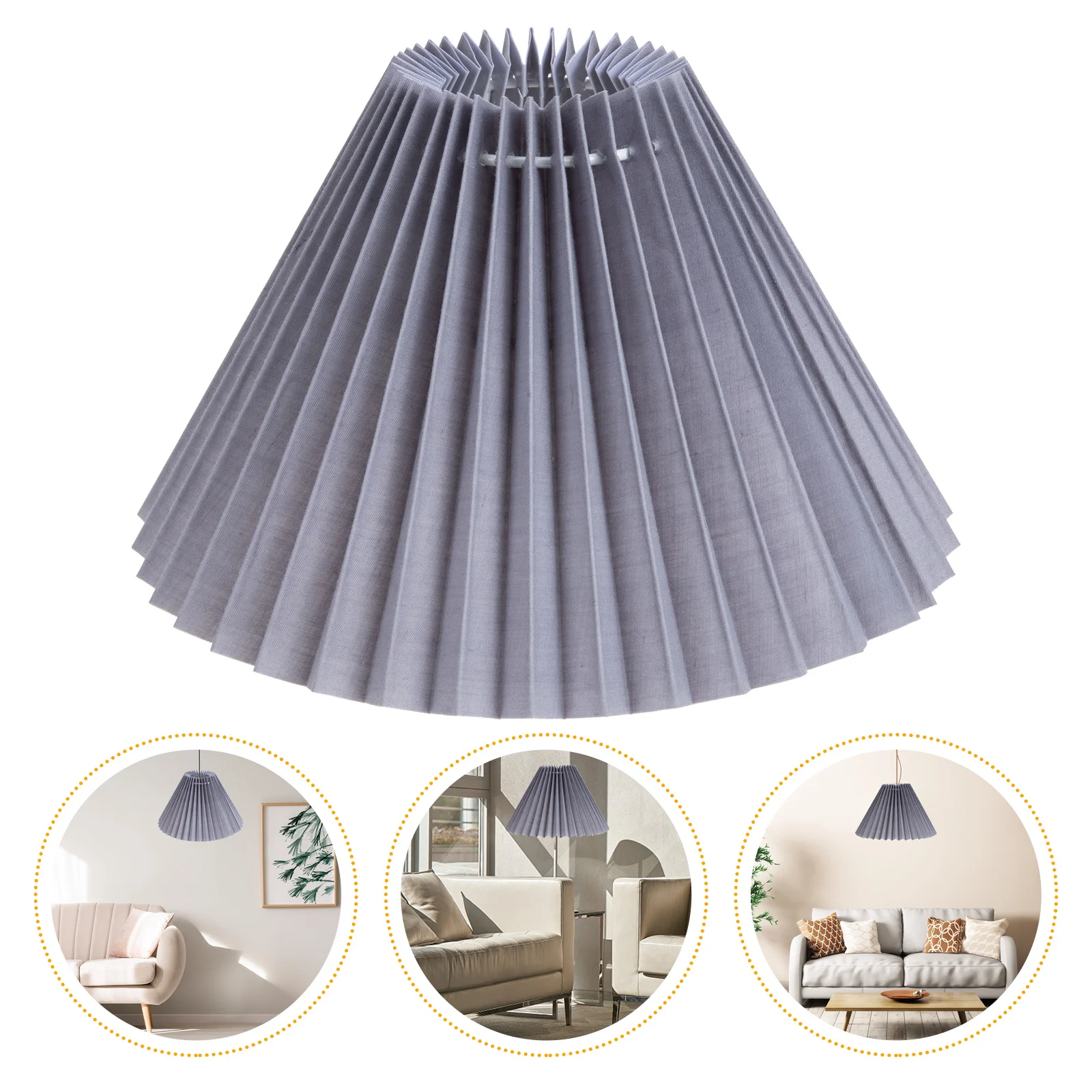 

Pleated Lampshade Table Light Drum Shades Cloth Desk Barrel Ceiling Cover Small Vintage