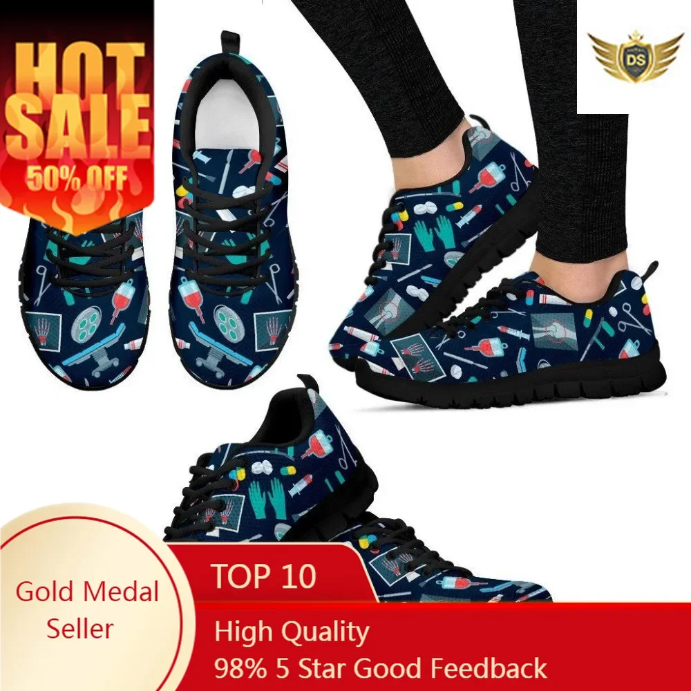 

Men Surgeon Flats Shoes Male Casual AF Mesh Shoes 3D Nurse Doctor Bear Print Lace Up Breathable Student Sneakers