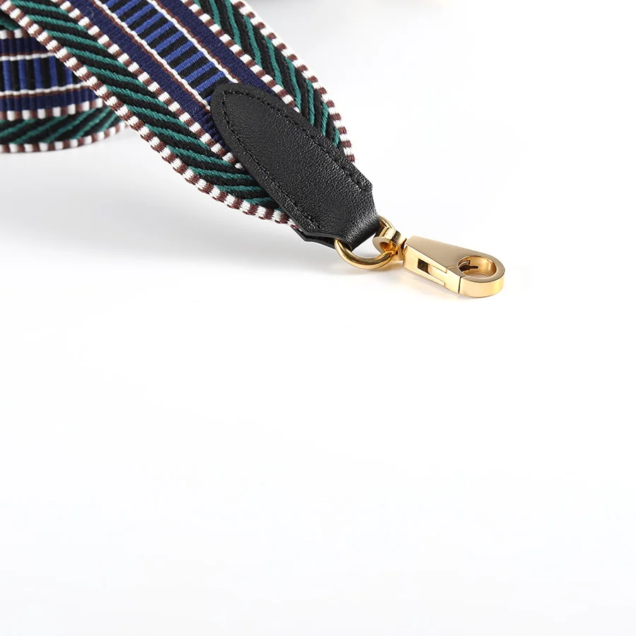 Hand-Stitched Cowhide Leather 5cm Wide Woven Canvas Shoulder Strap Bag Strap For Kelly Bag