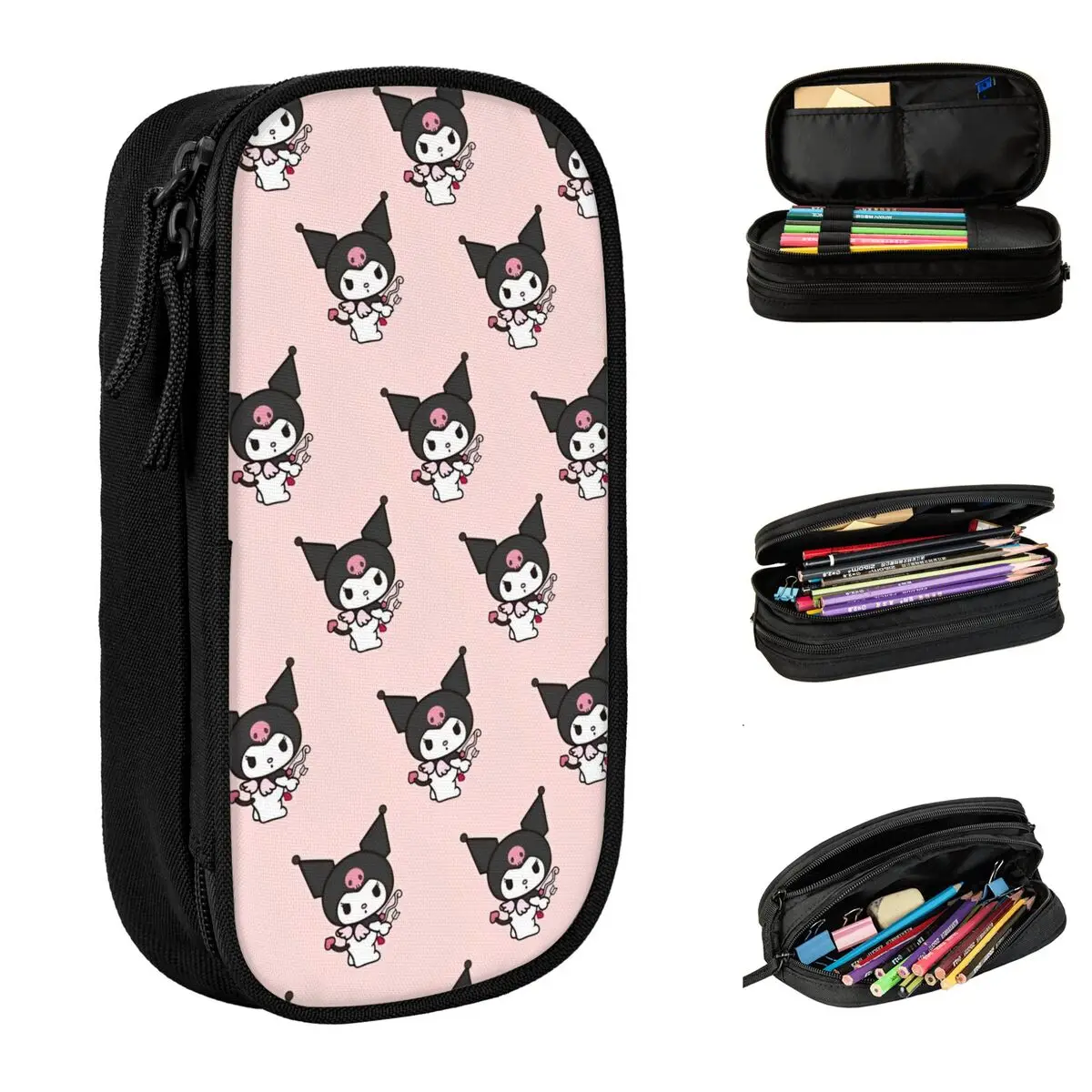 Cute Kawaii Kuromi Pencil Cases Cute Cartoon Pencilcases Pen for Student Large Storage Bag School Supplies Zipper Accessories