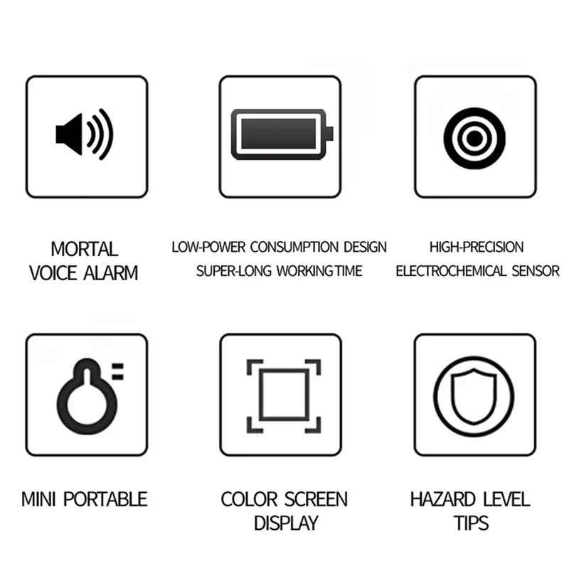 Medidor portátil de qualidade do ar 3 em 1, testador de temperatura e umidade co, monóxido de carbono com alarme de voz