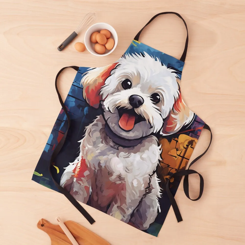 

Cute Bichon Frise Dog Illustration Apron Art Men'ss Apron