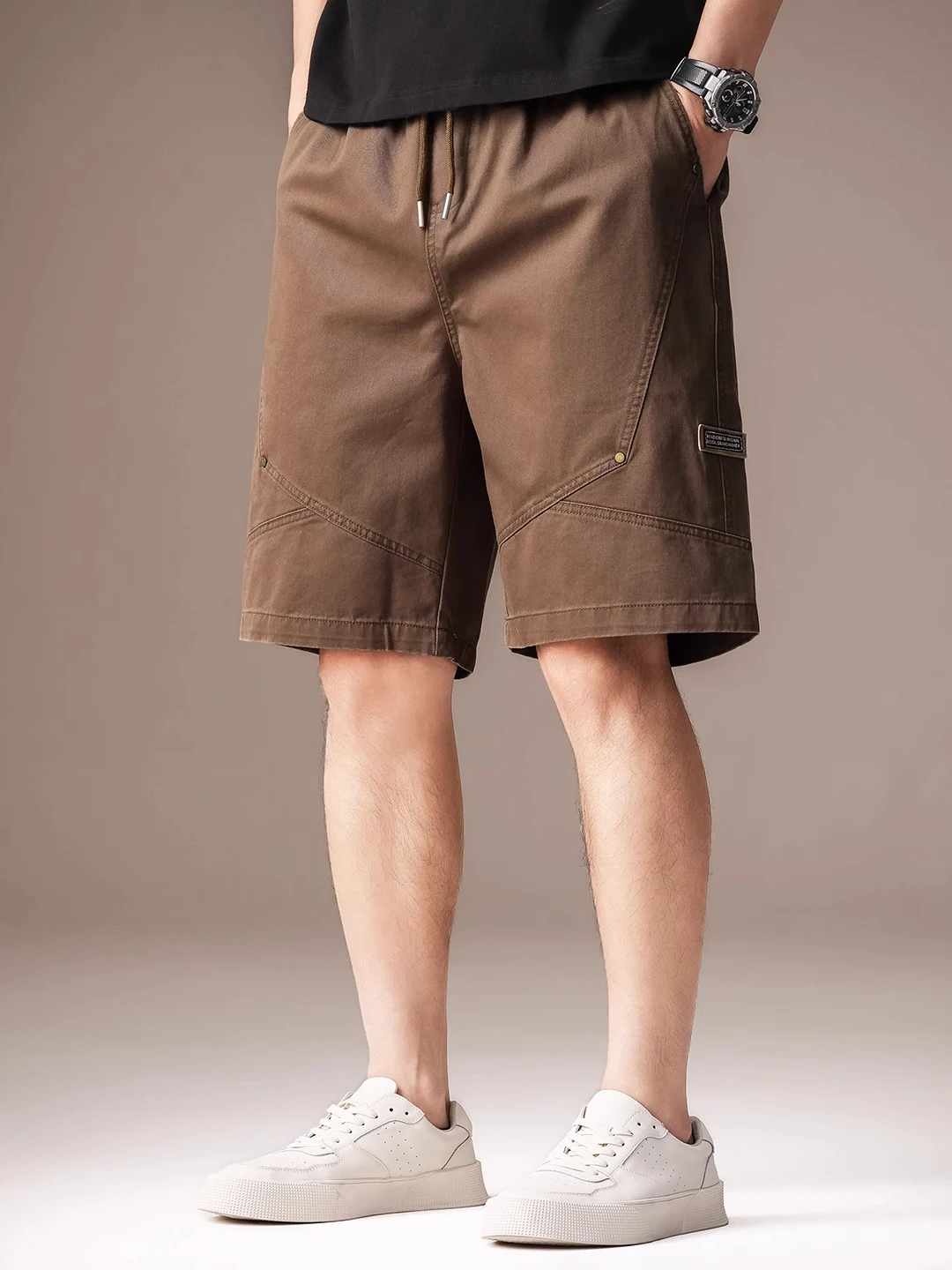 

Большие размеры 300, сумка в американском стиле в стиле ретро, повседневная мужская летняя тяжелая свободная рабочая одежда из чистого хлопка, пять четвертей Mi...