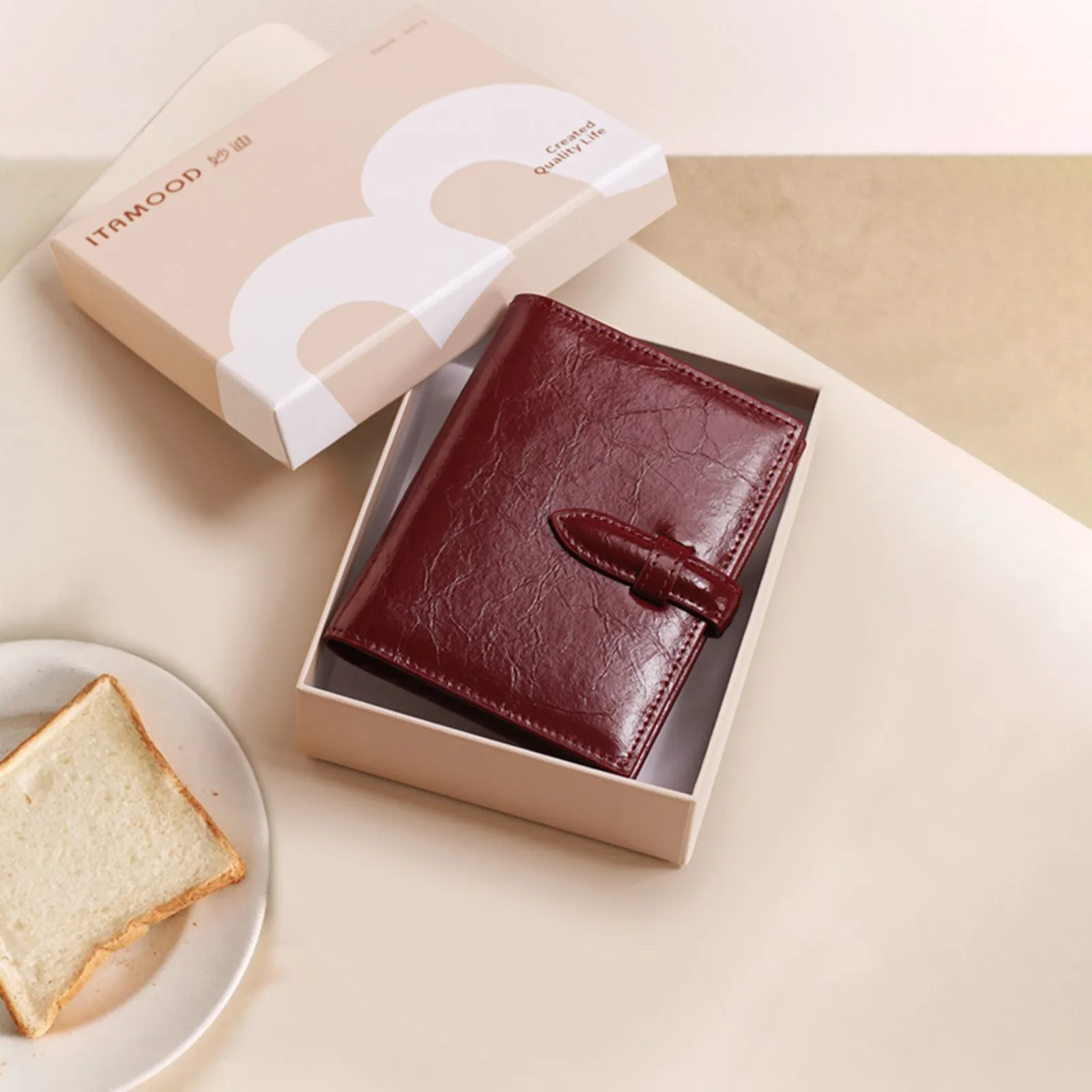 ITAMOOD Damski portfel z prawdziwej skóry z dużym miejscem na karty Czerwony Luksusowy oryginalny designerski lekki portfel Prezent urodzinowy