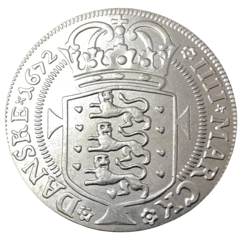 1672 Denmark 4 Mark Dansk Silver Copy Coin