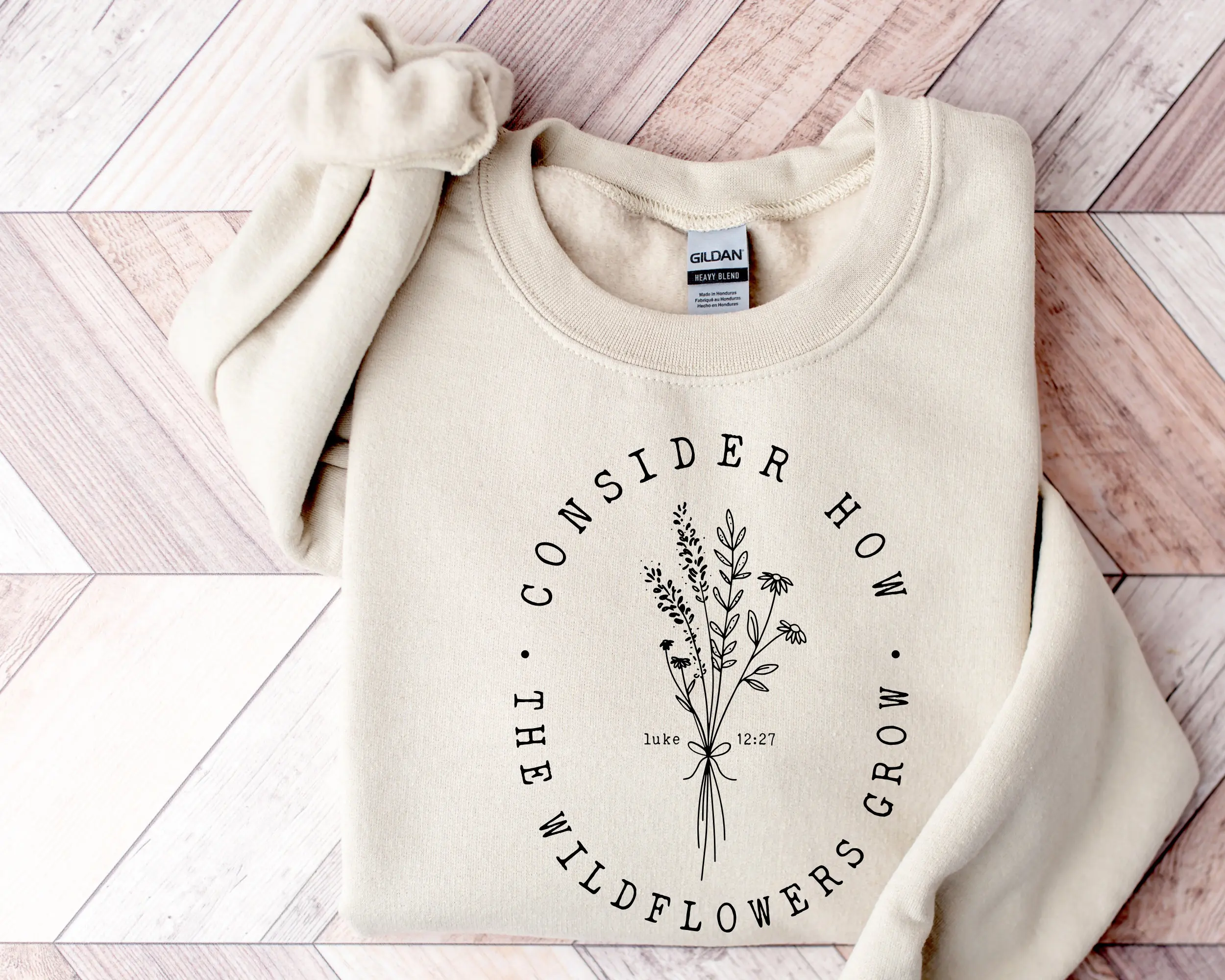 Consider How The Wildflowers Grow Slogan Women Sweatshirt Vintage Warm Cartoon Ear of Wheat Print Female All Match Tops