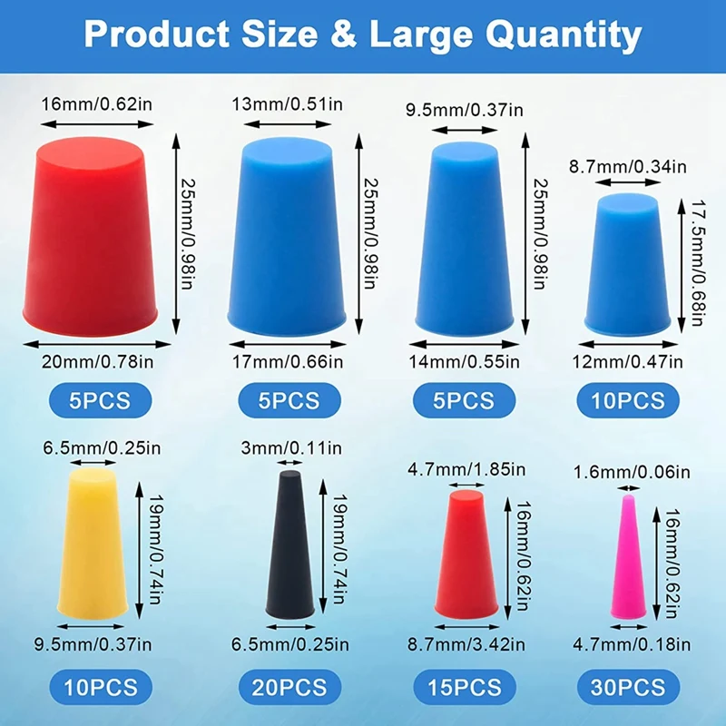 1 Set Tapered Plug Kit Silicone Rubber Tapered Plug Kit For Hole Plugs, Painting, Sealing