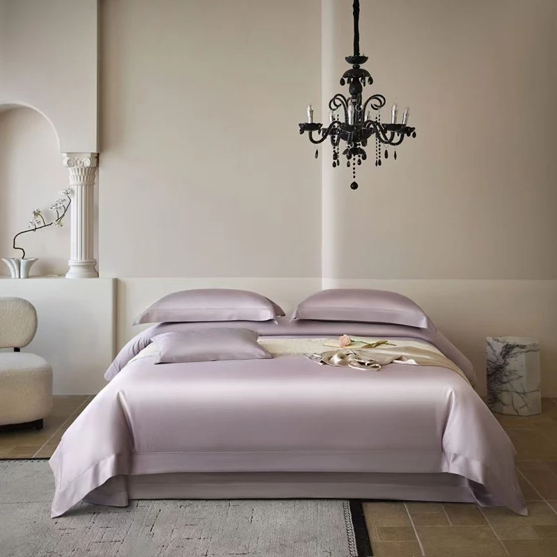 100% Long-staple Cotton 200s Duvet Cover Bed Sheet Pillowcase Solid Color Silky Home Hotel Bedding for Single And Double Bed