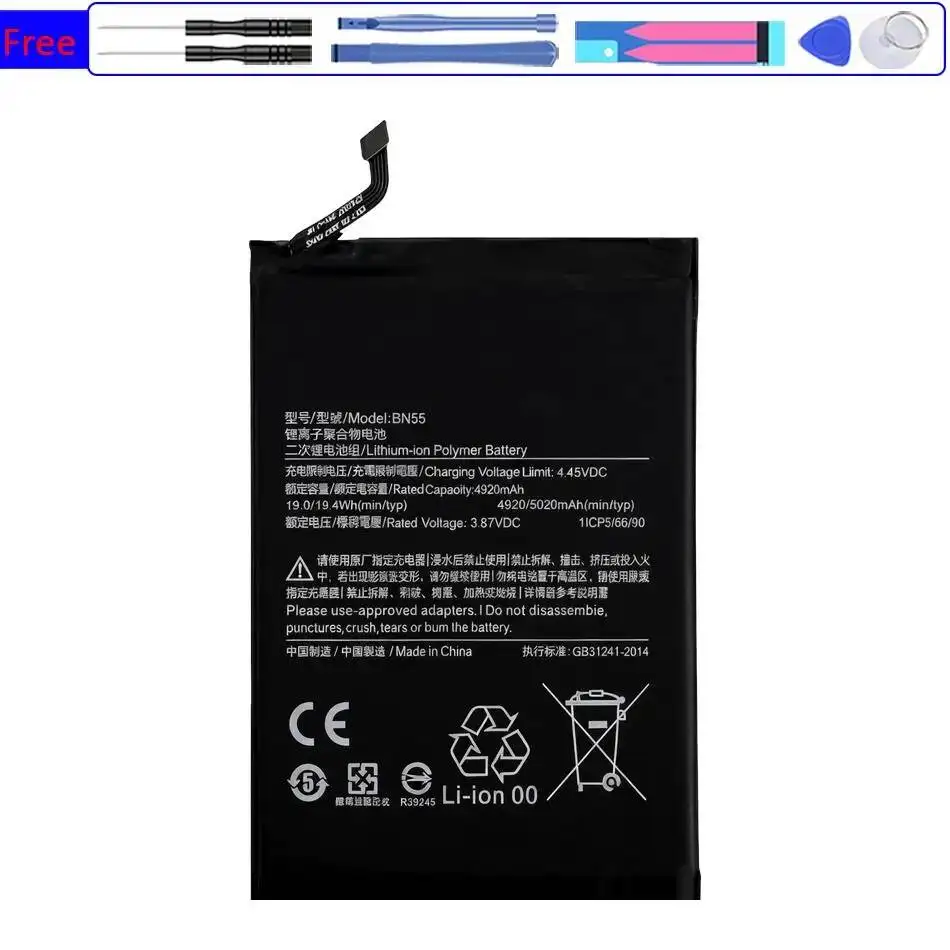 BN53 BN54 BN55 Battery For Xiaomi Redmi Note 9 Pro/5G 10X 4G 9S Phone Batteries
