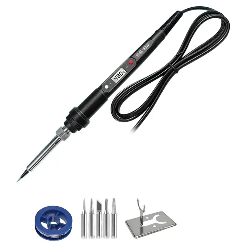 ABJO-Heat Pencil Tips Adjustable Temperature Electric Soldering Iron Welding Rework Station Repair Tools US Standard US Plug