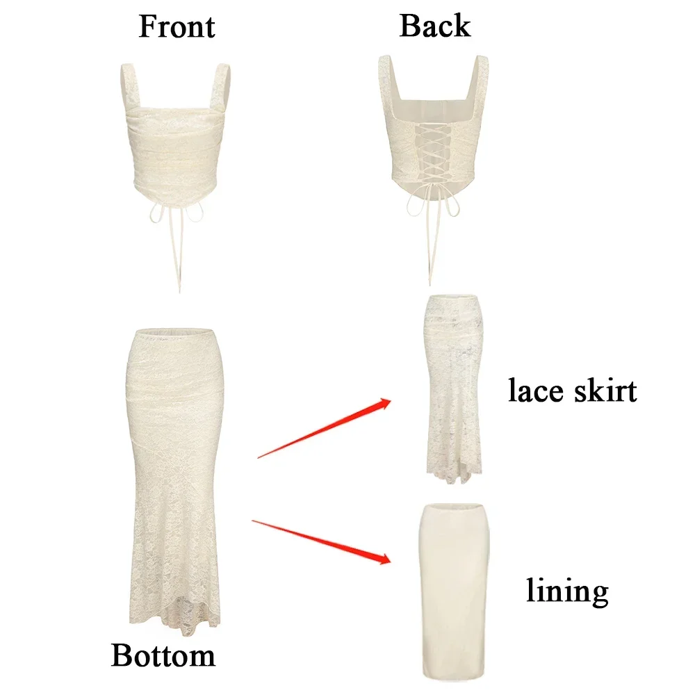2024 New Women's 2-piece Set, Maxi Dress for Wedding Guests, Short Top with Lace and Maxi Skirt, Event Dress