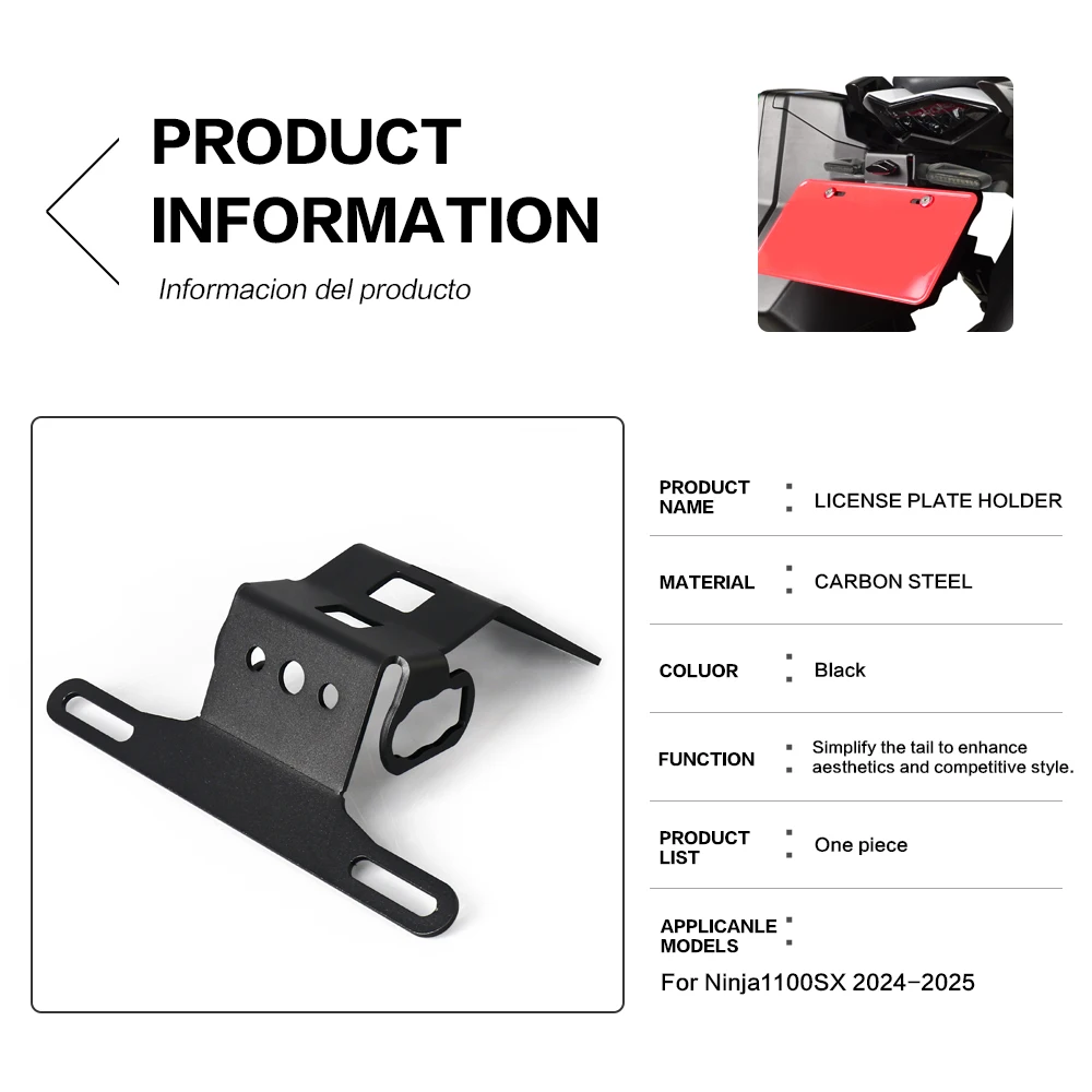 2024 2025 For Kawasaki Ninja 1100SX Ninja1100SX Motorcycle License Plate Tail Frame Holder Bracket Fender Eliminator Tailstock
