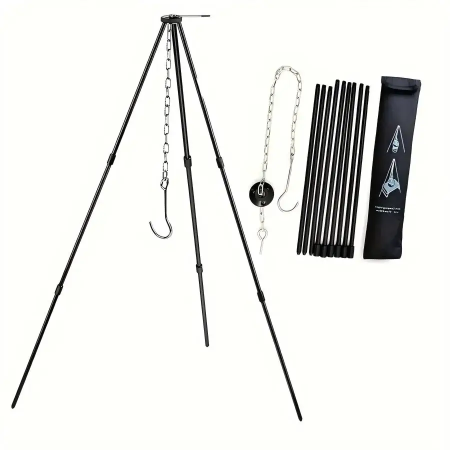 

Outdoor Large Bonfire Tripod Portable Camping Campfire Cooking Pot Hanging Triangle Stand Rack Picnic Cooking Grill Tool