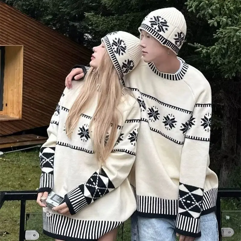 

Korean Sle Lazy Faion Polar Fce Sweater Pure Acrylic Knitted Long Sve Crew Ne Warm Soft Texture Autumn Winter Men...