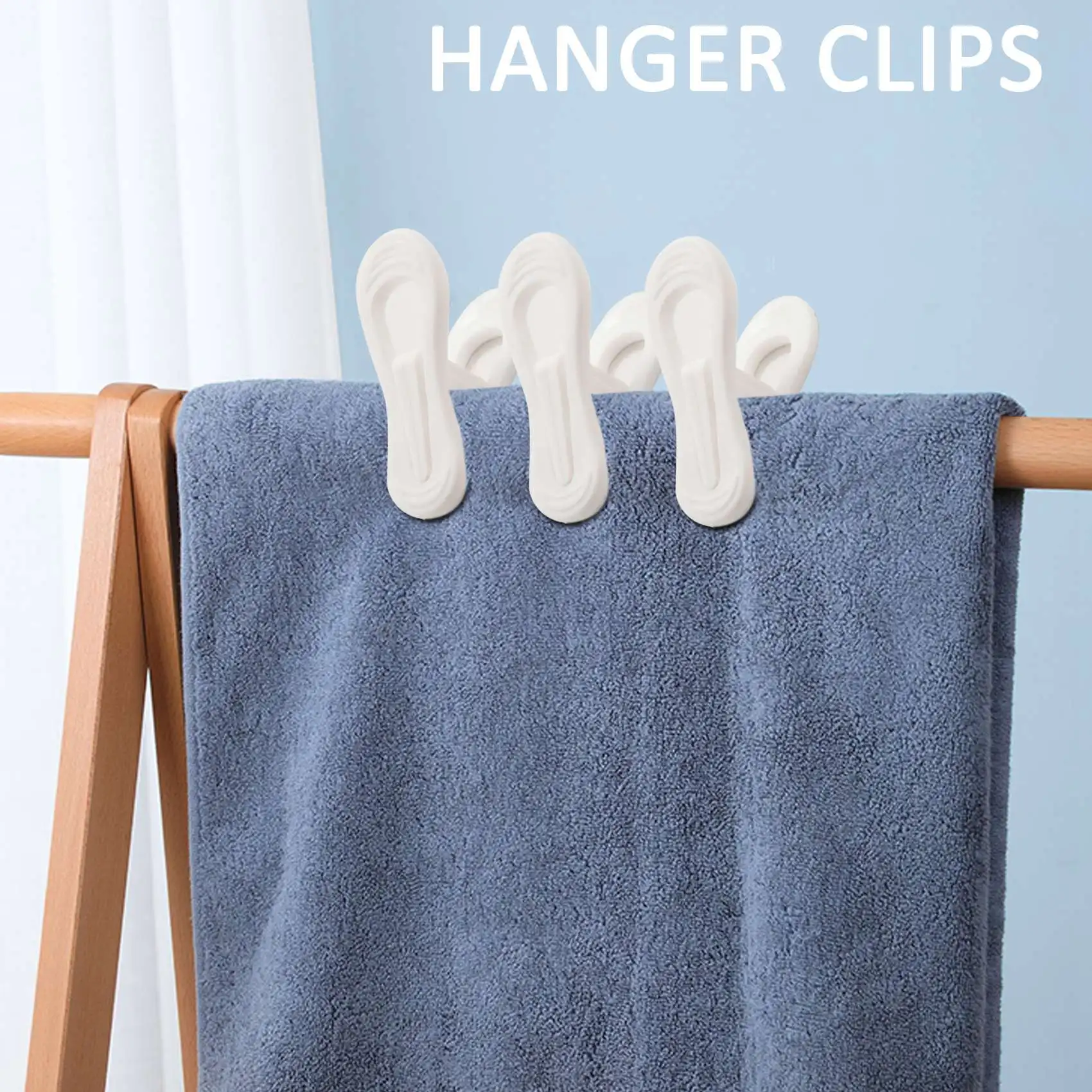 40Pcs White Plastic Hanger Clips, Clips for Use with Slim-Line Clothes Finger Clips Washing Line Laundry Pegs