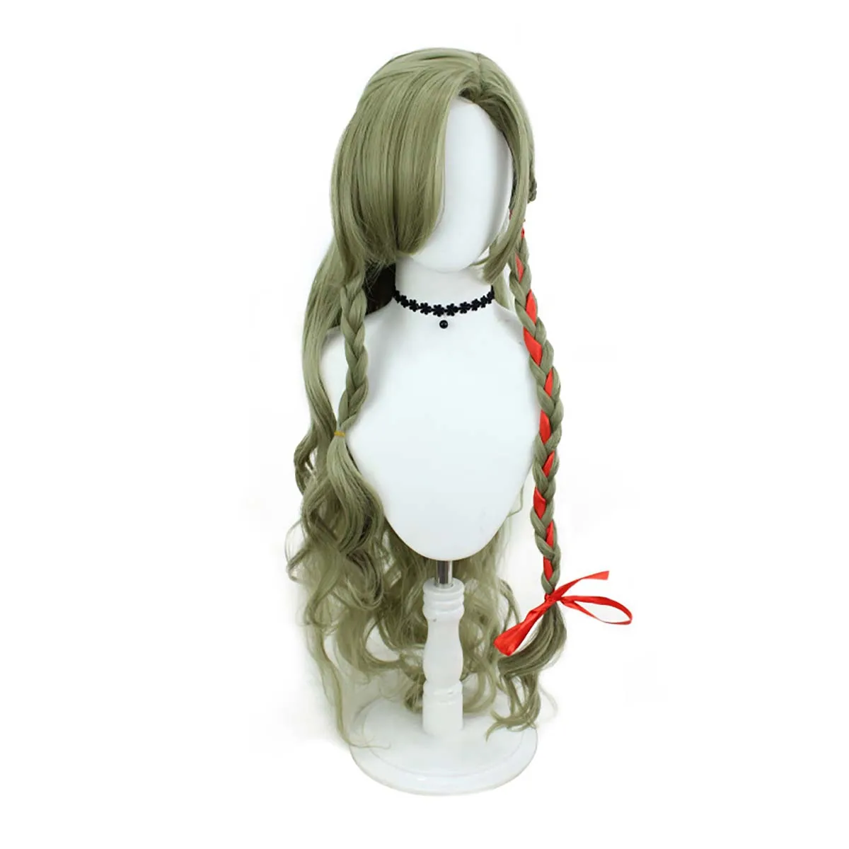 Game Cosplay Reverse:1999 Villa Heat Resistant Long Wavy Green Hair Wig
