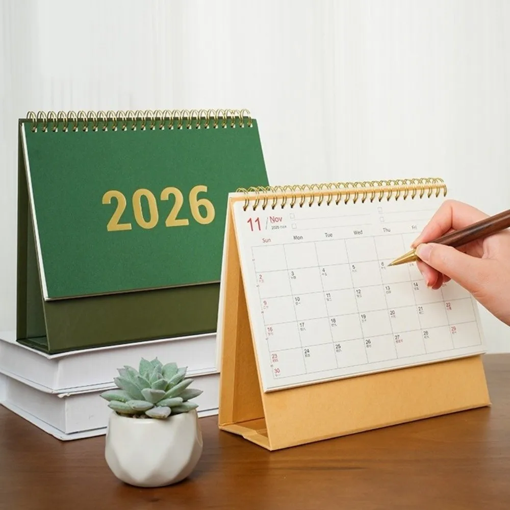 

Stationery Premium Paper 2026 Desktop Calendar Stable Base Standing Daily Planner Writable Memo Coil Calendar Academic Planner