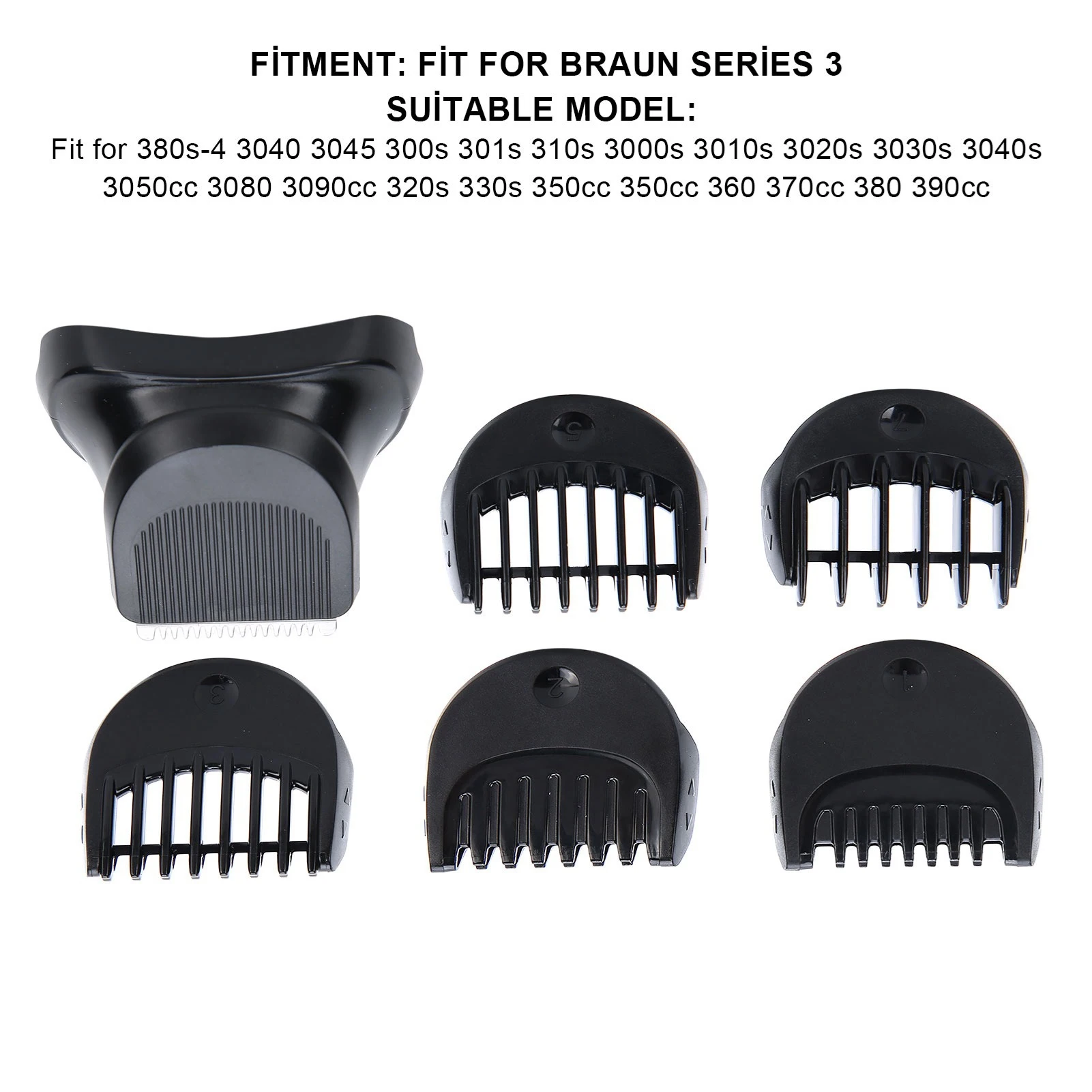 Electric Shaver Beard Trimmer Head 5PC Guid Comb Trimming Set Fit for Braun Series 3 Shaver Head Replacement Shaver Trimmer Head