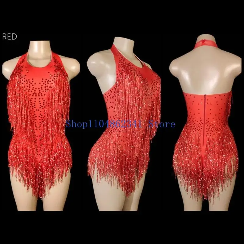 

5asd женский бальный костюм с блестками и кисточками платье с лямкой на шее платье для латинских танцев платье с открытой спиной