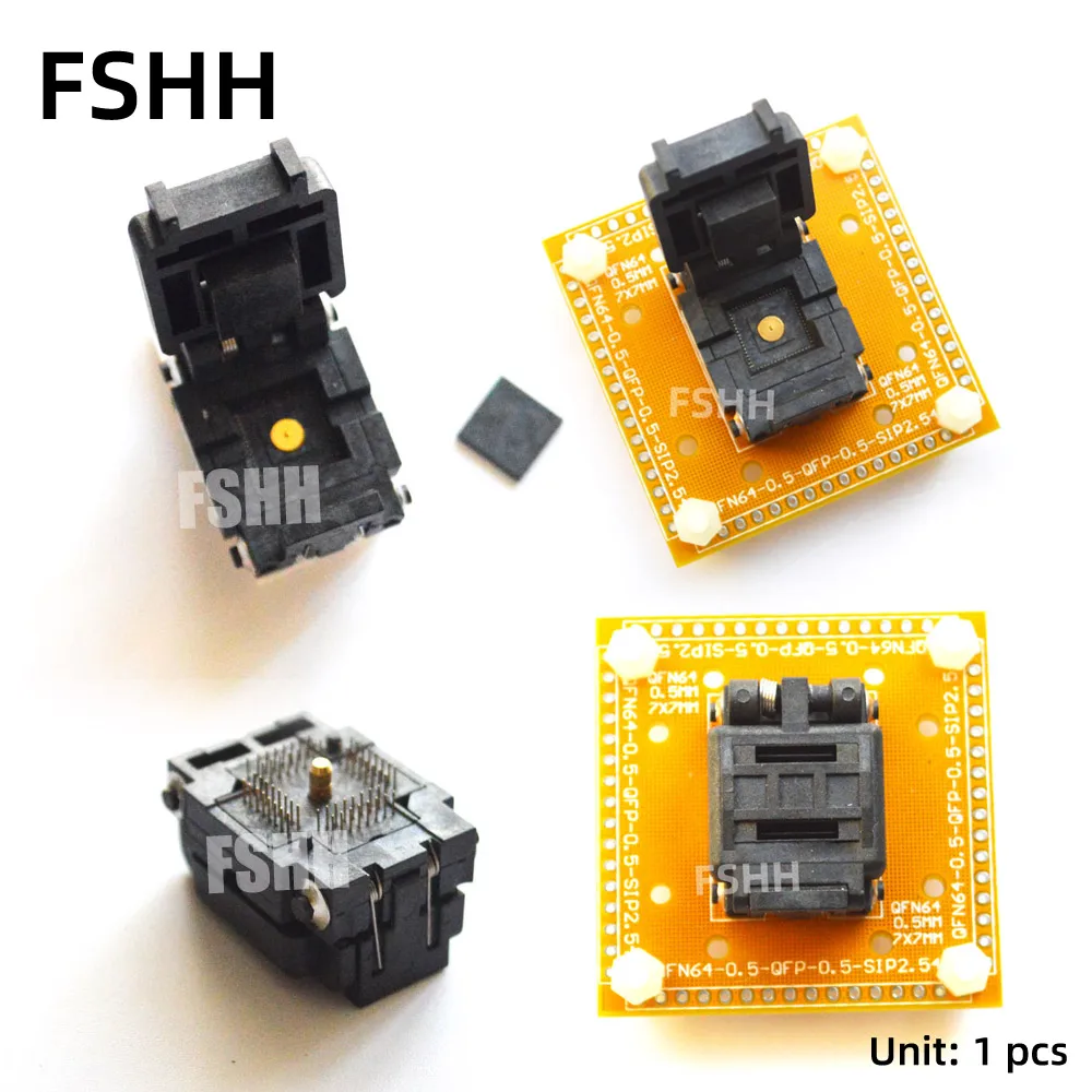 

QFN64 Adapter 64QN50S19090-D test socket WSON64 DFN64 MLF64 Programmer Adapter Pitch=0.5mm Size=9x9mm