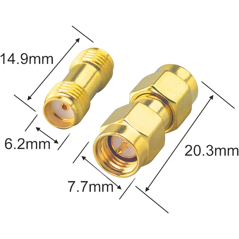 SMA Male to RP-SMA Male SMA Female to RP SMA Female Adapter Straight Brass SMA RF Coaxial Connector Converter for WiFi Cable