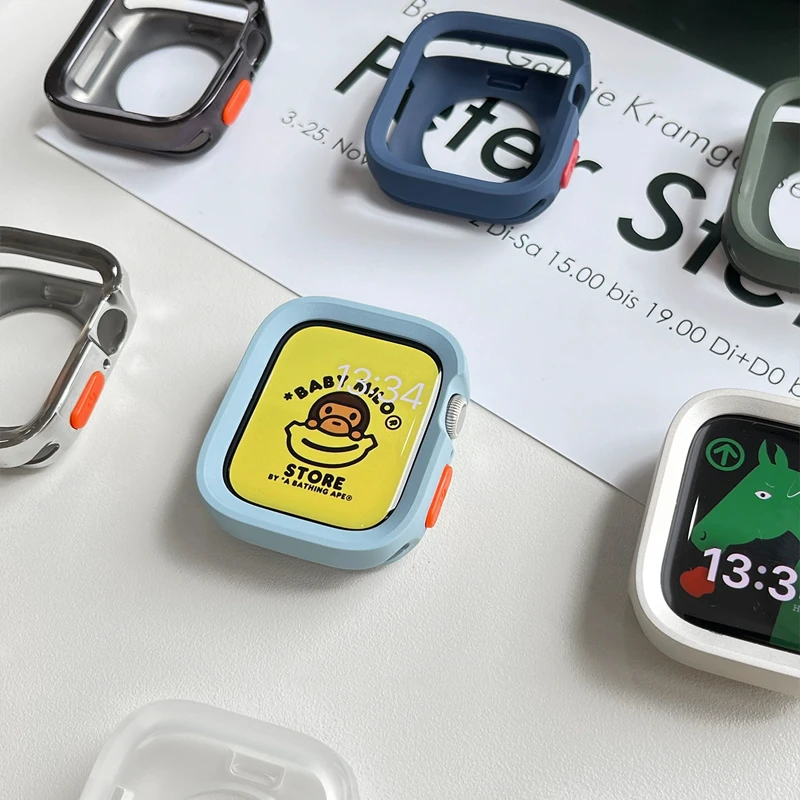 Мягкие силиконовые часы, похожие на Apple Watch 9 8 7 6 SE 5 Sport, противоударный матовый защитный чехол для iWatch 49 мм 41 мм 40 мм 44 мм 45 мм