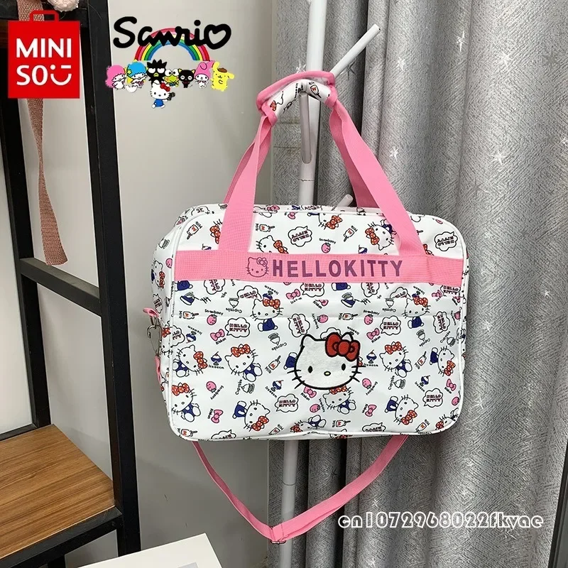 Hello Kitty-bolso de viaje para mujer, bolsa de viaje con dibujos animados de gran capacidad, a la moda y de alta calidad, para equipaje de embarque, novedad de 2024